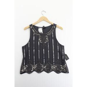 NWT Forever 21 silver jeweled gray tank top large whimsigoth witchy fairy grunge